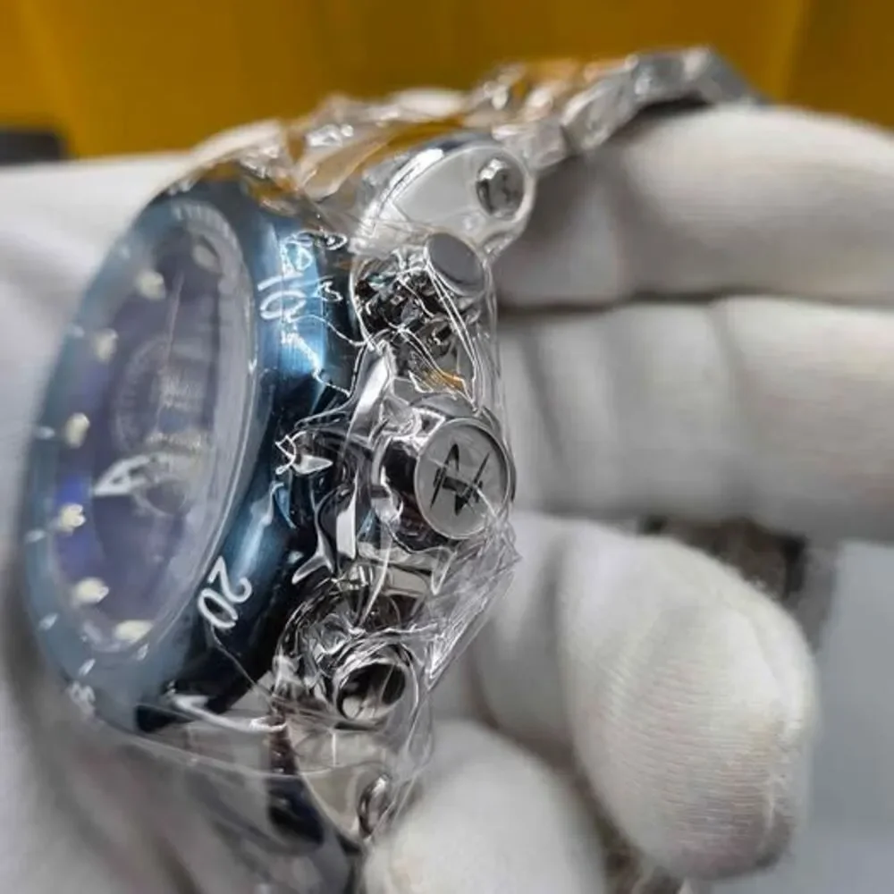 Invicta Venom Reserve Chronograph Blue Textured Dial Stainless Steel Watch